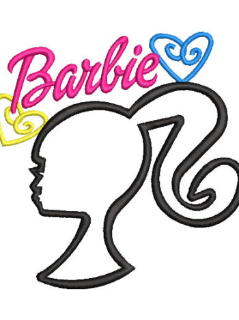 Barbie Figure with Letter Embroidery Designs