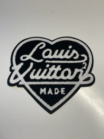 Black Made heart Chenille embroidery iron on patches