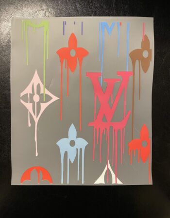 Colorful drip L  iron on heat transfers