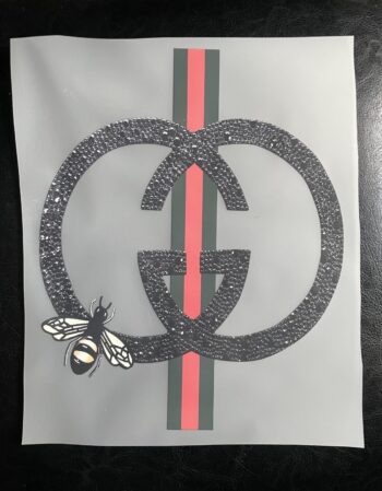 Black G bee pattern iron on heat transfers