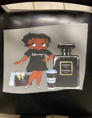 Betty black dress melanin girl iron heat transfers