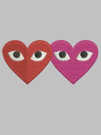 Joined Heart iron on embroidery patch