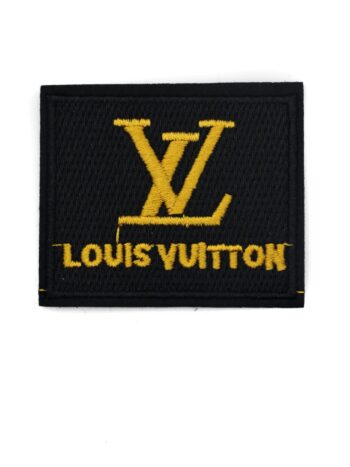 Black L iron on embroidered patches