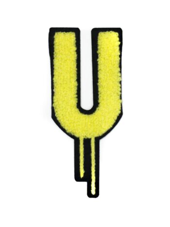 Yellow drip letter U iron on chenille patches