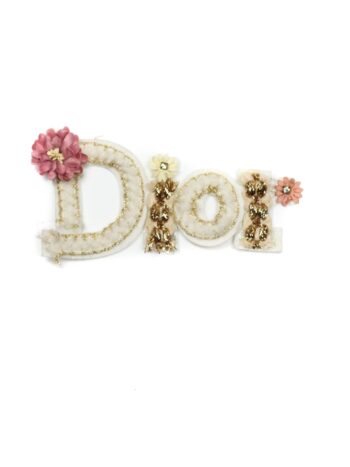 White flower beaded Dr Embroidery patch