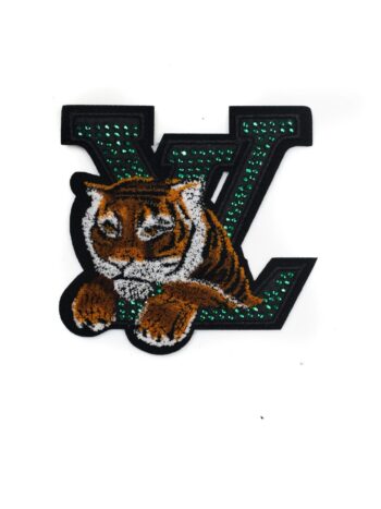 Tiger green rhinestone embroidery iron on patches