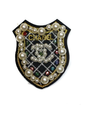 Black beaded badge pearl patches