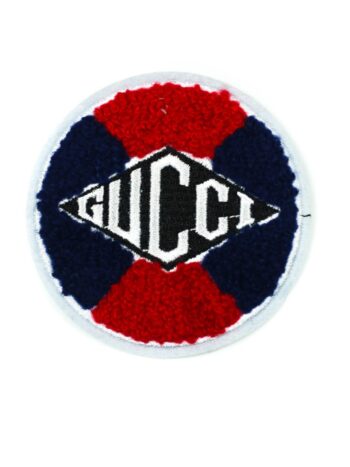 Red blue Chenille badge iron embroidery patches