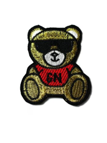 Gold bear iron on embroidery patches