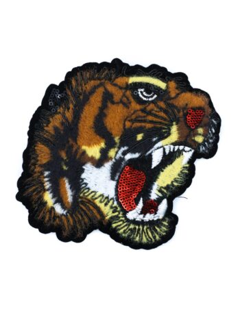 Roaring animal embroidered tiger patch