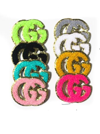 Bright gold glitter iron on chenille patches