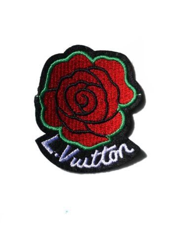 Red flower iron on embroidery patches