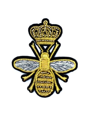 Gold crown bee badge embroidery patches