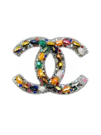 Silver Colorful C Pearl Iron on Rhinestone patches for clothing