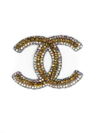 Brilliant Gold C Iron on Rhinestone patches