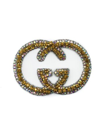 Brilliant Gold G Iron on Rhinestone patches