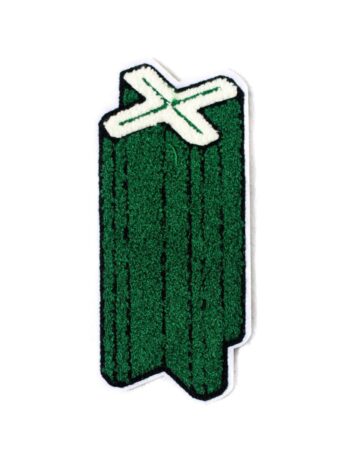 Green chenille embroidered patch
