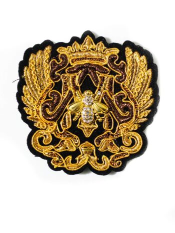 Gold bee badge embroidered patch