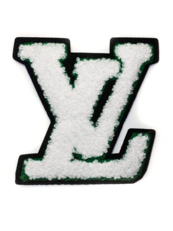 White and green chenille patches