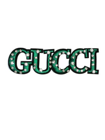 Green Rhinestone GG Embroidered Patch