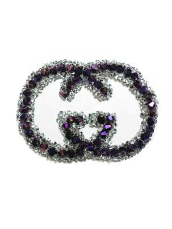Purple GG interlocking Pearl Rhinestone patch