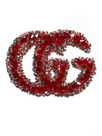 Red Bright GG Glass Stone Rhinestone Iron on