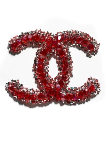 Red Bright CC Rhinestone Iron on