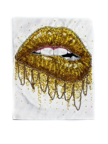 Gold Lip Fabric Sew on Patch