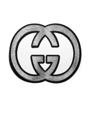 G Brand logo iron on patch in silver