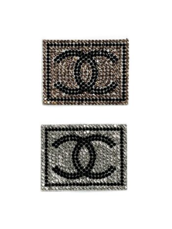 CC Silver Square Rhinestone Iron on appliqué