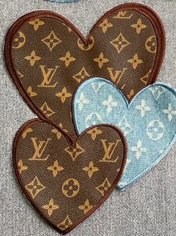 LV heart pattern iron on embroidery patches