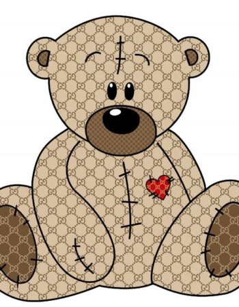 Fashion GG brown bear iron on heat transfers