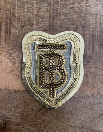 Gold Beaded B patch