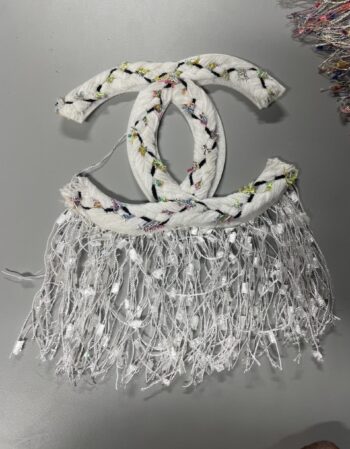 White CC beaded patches