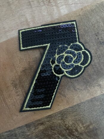 Gold Number 7 sequin embroidery design