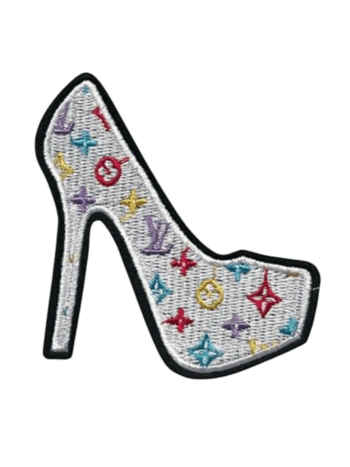 White heel iron on patches