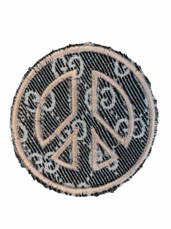 Silver Metallic G peace pattern iron on embroidery patches
