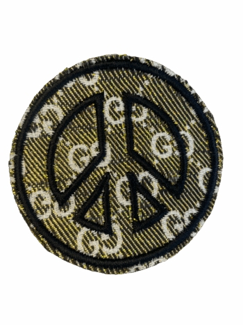 Gold Metallic G peace pattern iron on embroidery patches