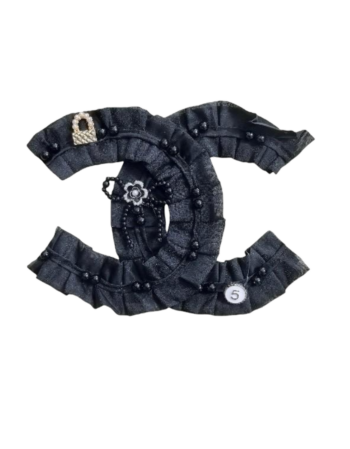 Black lace beaded c embroidery patches