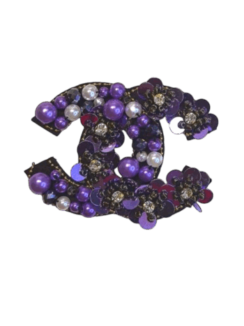 Small purple beaded c embroidery patches