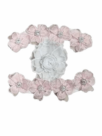 Pink lace beaded c embroidery patches