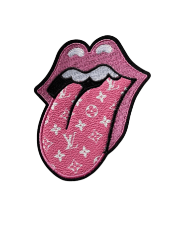 Large pink lips iron on leather patch