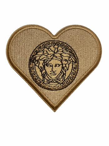 V heart Round iron on embroidery patches