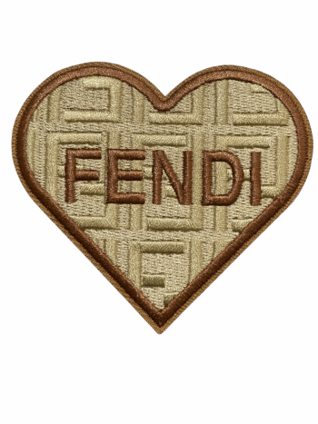 F heart Round iron on embroidery patches