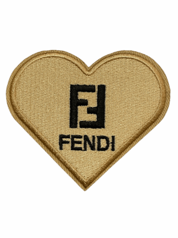 F heart Round iron on embroidery patches 1