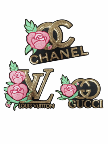 Colorful sequin GG embroidered patch