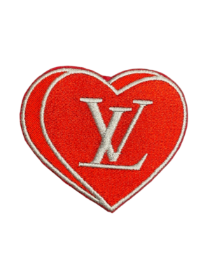 Heart L double iron on embroidery patches